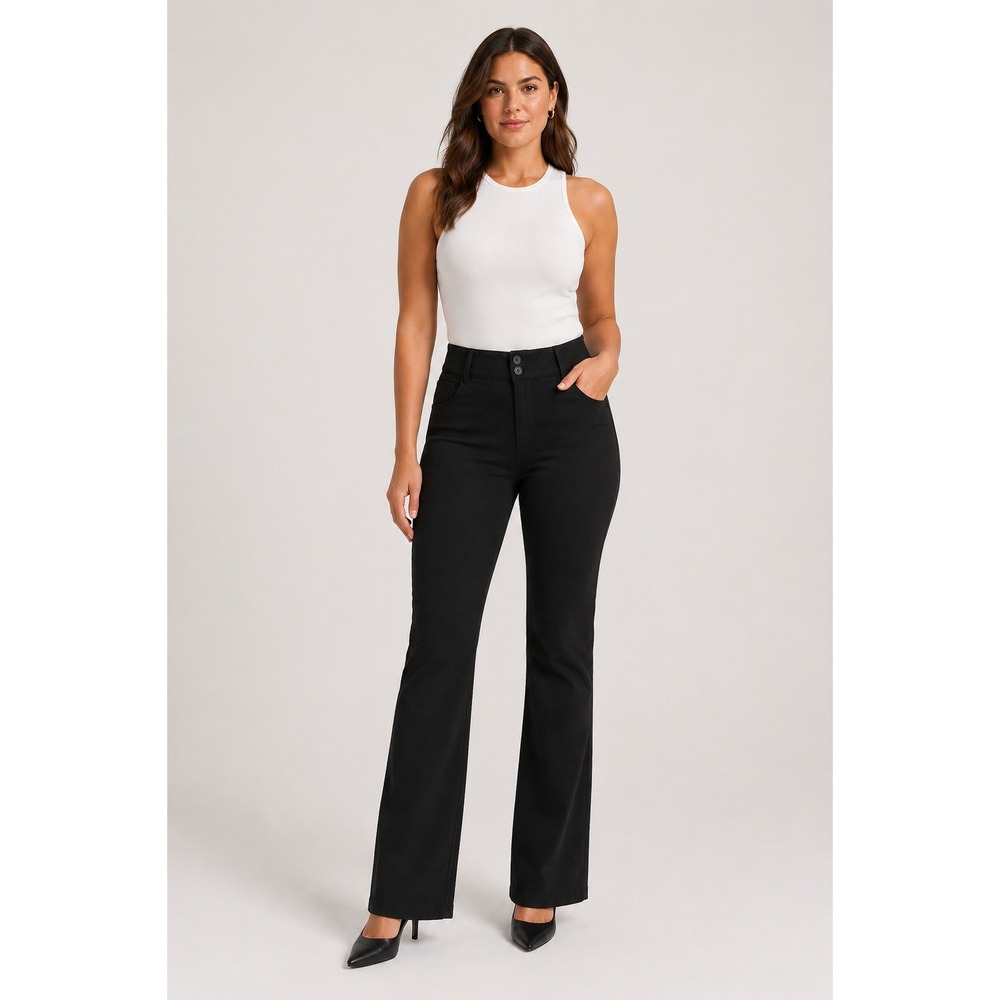 Torrid Studio Black Flared Dress Pants 16R Ponte Stretch Super Flattering Career